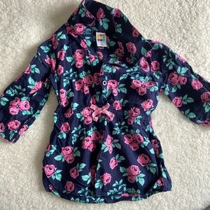 youth rose floral flannel with a scrunch tie in the middle